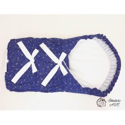 Zavinovačka se zavazováním RETRO - vzor MODROTISK typ A, bílé mašle