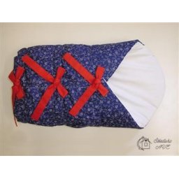 Zavinovačka se zavazováním bez volánku - vzor MODROTISK typ A a červené mašle