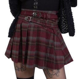 sukně dámská KILLSTAR - Sable Riot - Red/Black - KSRA011685