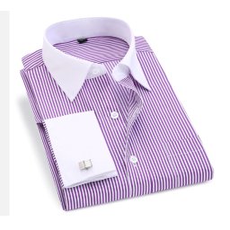 Manžetová košile fialová proužek velikost 43 (3XL)