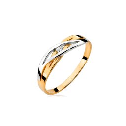 Diamantový prsten s liniemi žlutého a bílého zlata, 14K BSBR027