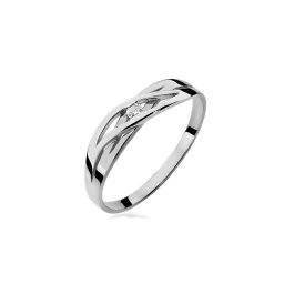 Prsten z bílého zlata uprostřed zdobený diamantem, 14K BSBR027A