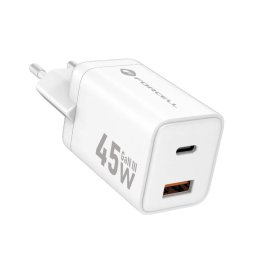 Forcell F-Energy VT-36 Mini GaN III 45W rychlá síťová nabíječka USB-C USB-A PD QC 4.0 bílá