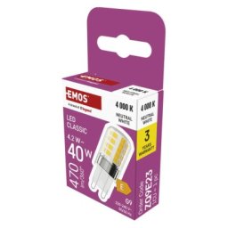 EMOS LED žárovka Classic JC / G9 / 4,2 W (40 W) / 470 lm / n