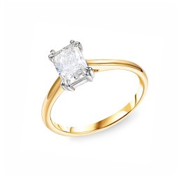 Prsten s Radiant lab-grown diamantem, kombinované zlato 14K IZLG1558