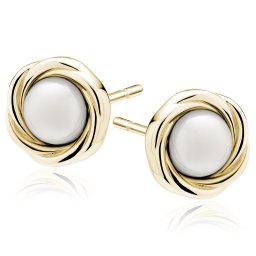 Lafira pozlacené stříbrné náušnice Circle Pearl Z2116EG