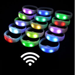 Svítící náramek LED barevný dálkově ovládaný - 15 LED barev + DMX technologie + zvuková aktivace