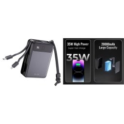 Powerbanka 20000 mAh 35W - Rychlé nabíjení + 3 nabíjecí porty USB + Lightning
