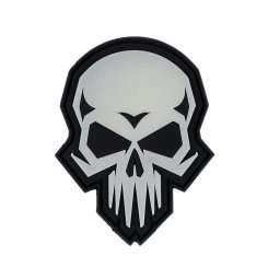 101INC nášivka 3D plastová PSYCHO SKULL velcro GLOW IN THE DARK