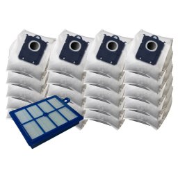 KOMA SB03PL - Sada 20ks sáčků včetně HEPA filtru pro vysavače AEG, Electrolux, Philips používající sáčky typu S-BAG