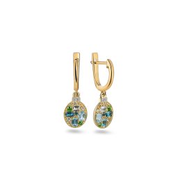 Zlaté náušnice zdobené drahokamy 1,35 ct IZBR1251N