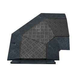 Černý plastový rohový kabelový most "levá zatáčka" (4x35x35, 1x35x40) FLOMA CPR27 - délka 50 cm, šířka 43 cm, výška 6 cm