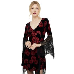 šaty dámské KILLSTAR - Pandora's Rose - Black/Red - KSRA013586