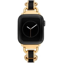 Anne Klein Řemínek černý smalt pro Apple Watch 42mm/44mm/45mm/ 49mm zlatý