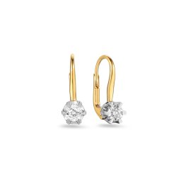 Nadčasové diamantové náušnice Jolee, žluté zlato 14K IZBR076