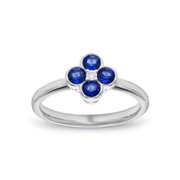 Lab-grown safírový prsten s diamantem, bílé zlato 14K IZLG1541AP