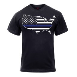 Triko THIN BLUE LINE USA mapa ČERNÉ vel. 3XL