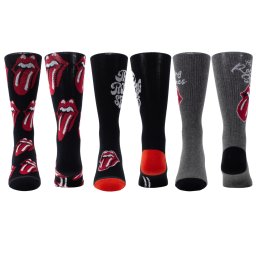 ponožky (set 3 párů) THE ROLLING STONES - CLASSIC TON - BLACK/BLACK - PERRI´S SOCKS - RSC371-077-O-M