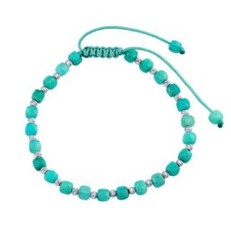 Silvego Náramek Anfial tyrkysový s pravým amazonitem a stříbrnými korálky - INS1024BAM