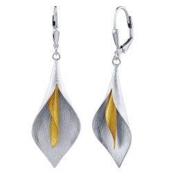 Silvego Stříbrné matované náušnice květ Thia zlacené 18kt. zlatem - KRN1532303EGP