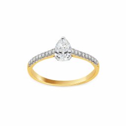 Zásnubní prsten s majestátním Pear lab-grown diamantem, kombinované zlato 14K IZLG1482