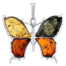 Silvego Přívěsek motýl ze stříbra a Jantaru - AAJP361