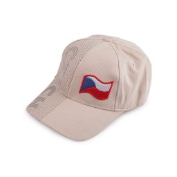 Bavlněná kšiltovka CZECH unisex, barva 2 béžová světlá