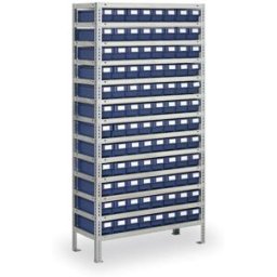 B2B Partner Regál s plastovými boxy MAX - 2000 x 400 x 1000 mm, 96x box B