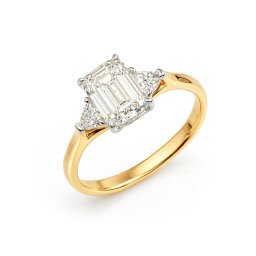 Prestižní zásnubní prsten s Emerald lab-grown diamantem, kombinované zlato 14K IZLG1565