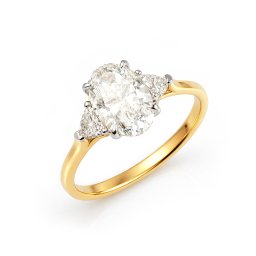 Rafinovaný zásnubní prsten s oválným lab-grown diamantem, kombinované zlato 14K IZLG1566