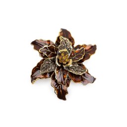 Brož s broušenými kamínky květ, barva 2 topaz smoked zlatá