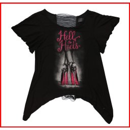 tričko dámské LETHAL THREAT - ANGEL HELL ON HEELS - BLACK - POŠKOZENÉ - MY1416