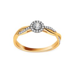 Proplétaný diamantový prsten Itzel, žluté zlato 14K IZBR1510