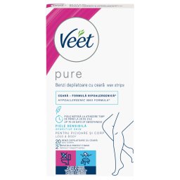 Veet Pure - depilan psky na nohy a tlo - pro citlivou pokoku (20ks)