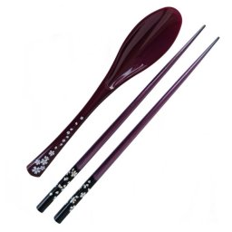 Japonské jídelní hůlky a lžíce set Wakasanuri Purple
