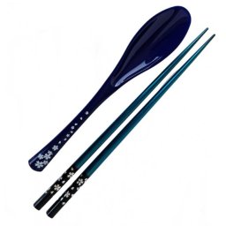 Japonské jídelní hůlky a lžíce set Wakasanuri Blue
