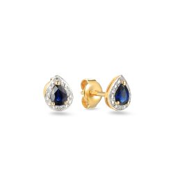 Safírové náušnice s diamanty Mayte, žluté zlato, 14K IZBR583ZN