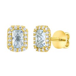 Silvego Zlaté náušnice Nalaya ze žlutého zlata se Swiss Blue topazem a Brilliance Zirconia - FNN33382EGYSBT