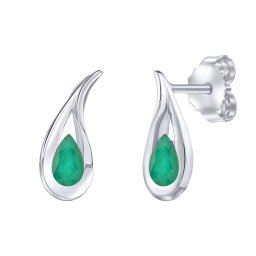 Silvego Stříbrné náušnice pecky Daisy s pravým smaragdem - FWE15255ER