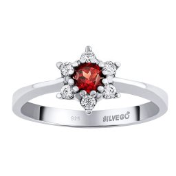 Silvego Stříbrný prsten Leana s přírodním granátem a Brilliance Zirconia - JSW3007SGR
