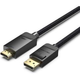 Vention Cotton Braided 4K DP (DisplayPort) to HDMI Cable 2M Black