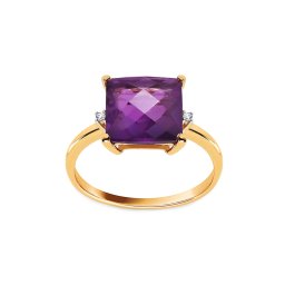 Zlatý ametystový prsten s diamanty Aldara KU767