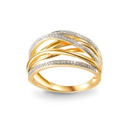 Víceliníový briliantový prsten, žluté zlato 14K IZBR1513