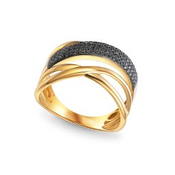 Luxusní prsten s černými brilianty Nola, žluté zlato 14K IZBR1516B