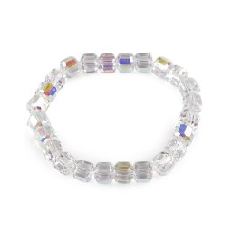 Náramek pružný z broušených korálků s AB efektem, barva 1 crystal