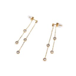 Náušnice z nerezové oceli s broušenými kamínky, barva 2 zlatá