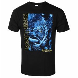 tričko pánské Iron Maiden - FOTD Blue Tone Eddie Vertical Logo - Black - ROCK OFF - IMTEE149MB