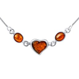 Silvego Stříbrný náhrdelník Sheila s přírodními jantary - AAJ360NEC3