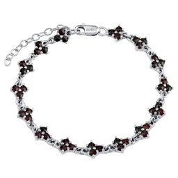 Silvego Stříbrný náramek s přírodním granátem Cameo - JSW4035BGR