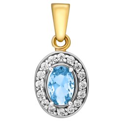 Silvego Zlatý přívěsek Oceana ze žlutého zlata s přírodním akvamarínem a Brilliance Zirconia - FNN21422PGYW